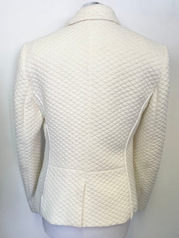 REISS LATINO IVORY QUILTED LONG SLEEVED JACKET SIZE M