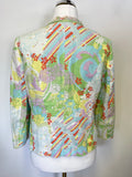 BETTY BARCLAY MULTI COLOURED FLORAL PRINT LINEN JACKET SIZE 16