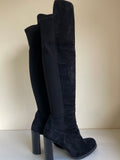 STUART WEITZMAN FOR RUSSELL & BROMLEY BLACK SUEDE 50/50 HIGH HEEL OVER KNEE BOOTS SIZE 7/40