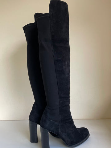 STUART WEITZMAN FOR RUSSELL & BROMLEY BLACK SUEDE 50/50 HIGH HEEL OVER KNEE BOOTS SIZE 7/40