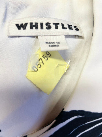 WHISTLES BLACK & WHITE LEAF PRINT ASYMMETRIC WRAP OVER FRONT PANEL SHIFT DRESS SIZE 8