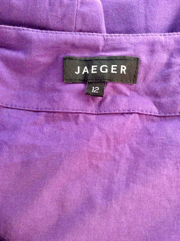 JAEGER PURPLE COTTON & BLACK BEAD EMBELLISHMENT SHIFT DRESS SIZE 12