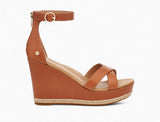 BRAND NEW UGG EZRAH TAN LEATHER WEDGE HEEL SANDALS SIZE 5/38