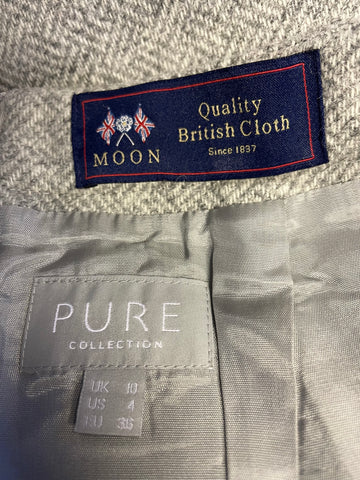 PURE COLLECTION GREY WOOL MOON TWEED PENCIL SKIRT SIZE 10