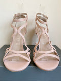 MINT VELVET ALI NUDE LEATHER STRAPPY HEEL SANDALS SIZE 8/41