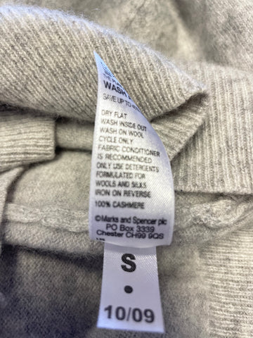 MARKS & SPENCER 100% CASHMERE LIGHT GREY LONG SLEEVED JUMPER SIZE 10