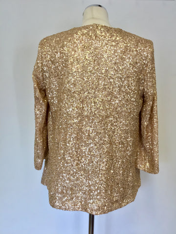BRAND NEW FRENCH CONNECTION GOLD SEQUIN TOP & MATCHING JACKET SIZE 8