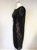 PHASE EIGHT BLACK JERSEY LACE PANELLED SPECIAL OCCASION PENCIL DRESS SIZE 12