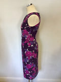 PHASE EIGHT PINK,PURPLE & WHITE FLORAL PRINT DRESS SIZE 10