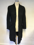 GHOST BLACK QUILTED DESIGN KNEE LENGTH COAT SIZE 12
