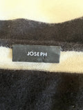 JOSEPH BLACK & WHITE STRIPE 100% CASHMERE V NECK LONG SLEEVE JUMPER SIZE L
