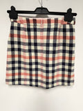 BODEN NAVY, CREAM & PINK CHECK 100% WOOL BRITISH TWEED MINI SKIRT SIZE 10P