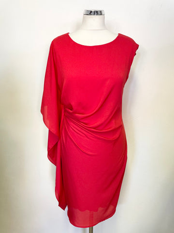 PHASE EIGHT RED ONE SLEEVED SPECIAL OCCASION PENCIL DRESS SIZE 10