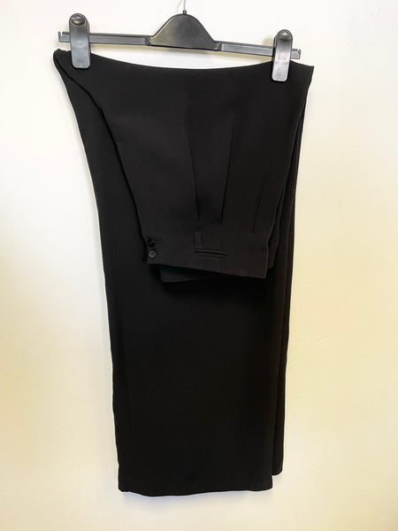 ARMANI COLLEZIONI BLACK 100% SILK HIGH RISE WIDE LEG TROUSERS  SIZE 48 UK 16