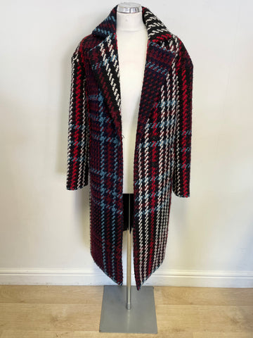 MARKS & SPENCER COLLECTION NAVY & MULTICOLOURED TWEED COAT SIZE 8
