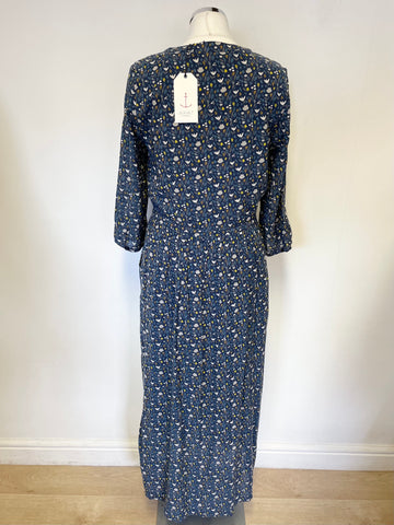 BRAND NEW SEASALT CORNWALL TEAL FLORAL PRINT ROCK DOVE 3/4 SLEEVE MAXI DRESS SIZE 10