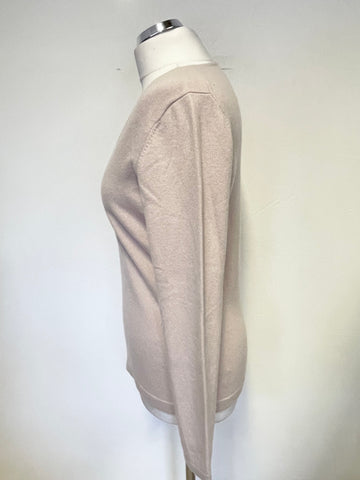 PURE COLLECTION NUDE PINK CASHMERE V NECK LONG SLEEVE JUMPER SIZE 12