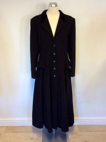 LAURA ASHLEY BLACK PURE NEW WOOL LONG COAT SIZE 12