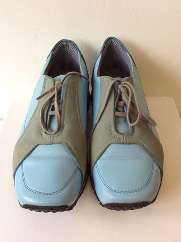 BRAND NEW JOURNEY CONVEYOR BLUE & GREY LEATHER LACE UP SHOES  SIZE 4/37
