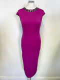 TED BAKER ELENNA MAGENTA SLEEVELESS PENCIL DRESS  SIZE 2 UK 10