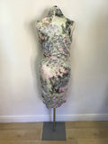 MINT VELVET PASTEL FLORAL PRINT WRAP ACROSS COTTON DRESS SIZE 14