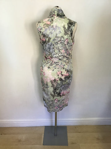 MINT VELVET PASTEL FLORAL PRINT WRAP ACROSS COTTON DRESS SIZE 14