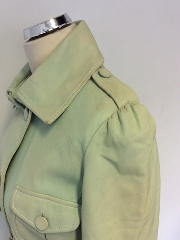 MULBERRY LIGHT GREEN COLOUR WASH LEATHER JACKET SIZE 10