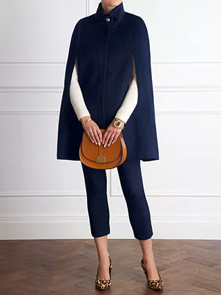 PURE COLLECTION ALAINA NAVY BLUE 100% WOOL CAPE SIZE 16