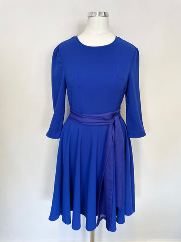 VALENTINO ROMA ROYAL BLUE 3/4 SLEEVE FIT & FLARE DRESS SIZE S UK SIZE 8