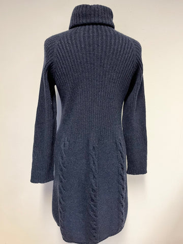 HAWICO SCOTLAND DARK BLUE 100% CASHMERE JUMPER DRESS SIZE M