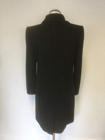 REISS BERLICK BLACK WOOL MID LENGTH PEA COAT SIZE S
