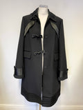 FRENCH CONNECTION BLACK 100% VIRGIN WOOL SATIN TRIMMED COAT SIZE 14