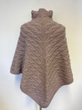 PURE COLLECTION MAUVE WOOL & CASHMERE CABLE PATTERNED PONCHO SIZE S/M