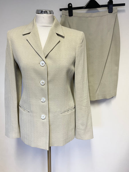 MARELLA CREAM WOOL BLEND TAILORED SKIRT SUIT SIZE 10