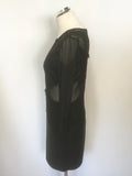 BRAND NEW MISSAGI BLACK LACE & SHEER MESH TRIMMED PENCIL DRESS SIZE 14