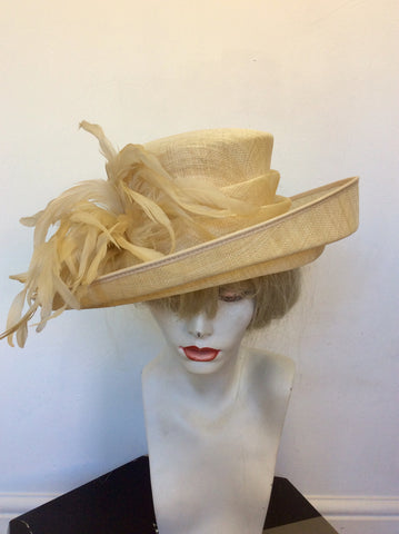HATMOSPHERE CREAM FEATHER TRIM FORMAL HAT