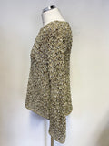 OUI BEIGE WITH ENTWINED RIBBON LOOSE KNIT LONG SLEEVE JUMPER SIZE L