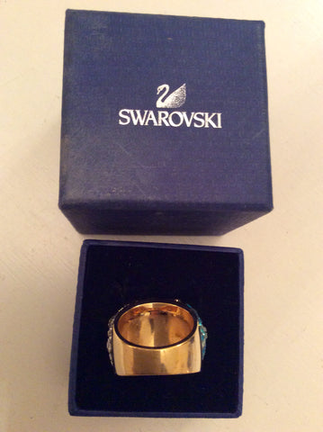 SWAROVSKI MULTI COLOURED CRYSTAL NIRVANI GOLD PLATED DRESS RING