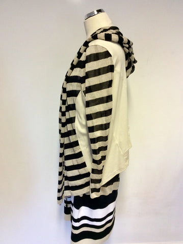 BRAND NEW MARCCAIN STRIPED LONG FINE KNIT TOP & HOODED CARDIGAN SIZE N6 UK XL