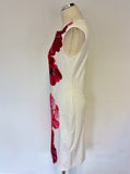 PHASE EIGHT WHITE & FLORAL PRINT PENCIL DRESS SIZE 8