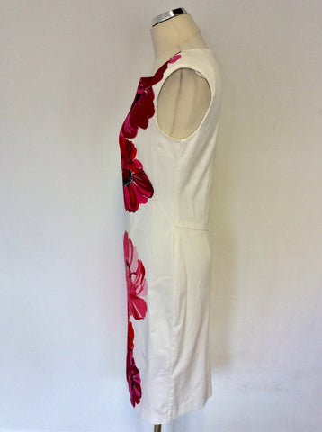 PHASE EIGHT WHITE & FLORAL PRINT PENCIL DRESS SIZE 12