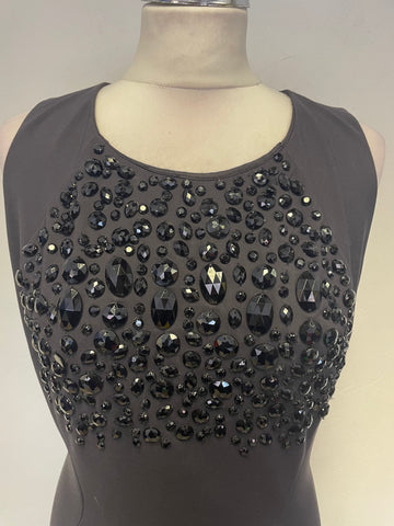 BRAND NEW MARCIANO GUESS BLACK BEAD EMBELLISHED SLEEVELESS BODYCON / PENCIL DRESS SIZE 44 UK 12