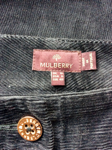 MULBERRY BLACK CORD TROUSERS SIZE 10