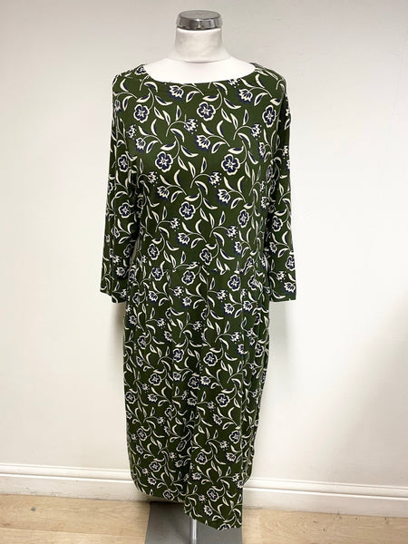 SEASALT CORNWALL TAMSIN GREEN FLORAL PRINT SHIFT DRESS SIZE 16