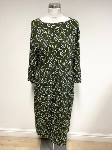 SEASALT CORNWALL TAMSIN GREEN FLORAL PRINT SHIFT DRESS SIZE 16