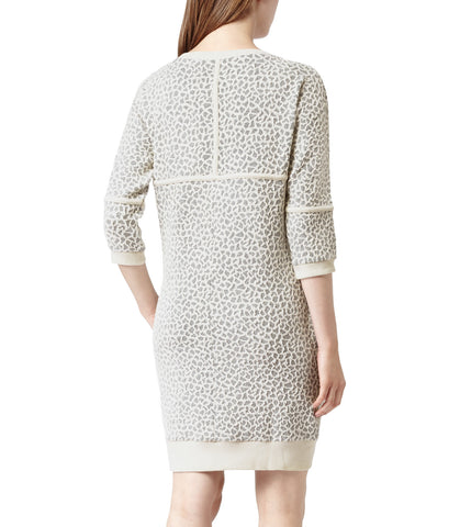 REISS JADEN GREY & CREAM PRINT SWEATSHIRT DRESS SIZE 10