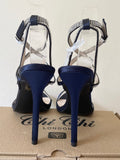 BRAND NEW CHI CHI NAVY BLUE SATIN & DIAMANTE TRIM STRAPPY HEEL SANDALS SIZE 5/38