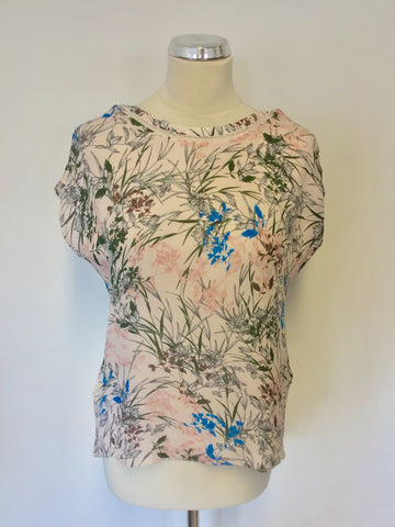 REISS INDIA PINK FLORAL PRINT SILK TOP SIZE 10