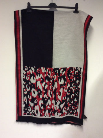 KAREN MILLEN RED,GREY & BLACK WRAP/ SHAWL