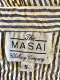 THE MASAI CLOTHING COMPANY BLUE & WHITE STRIPE CRINKLE SLEEVELESS DRESS SIZE S UK 16